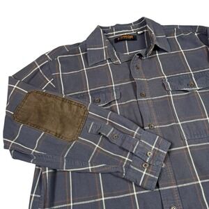 Ridgecut Toughwear Shirt Men Large Canvas Windowpane Elbow Pads Workwear Utility